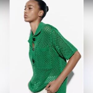 Zara Emerald Knit Polo Top
